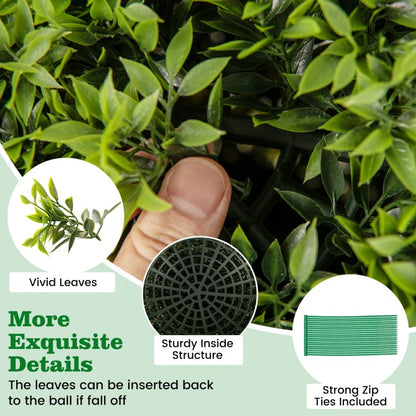 Set of 2 - 20" Artificial Boxwood Topiary Balls for Home & Garden Décor