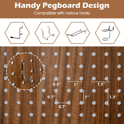 Multi-Functional Pegboard Display Divider with 360° Hinges and Solid Wood Frame - 6 Panel