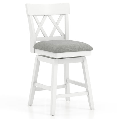 Swivel Bar Stool with Padded Seat and Ergonomic Backrest for Kitchen or Dining Space White 26 Inch