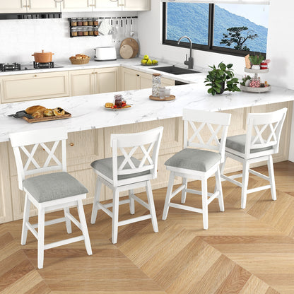Swivel Bar Stool with Padded Seat and Ergonomic Backrest for Kitchen or Dining Space White 26 Inch