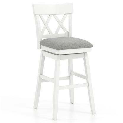 Swivel Bar Stool with Padded Seat and Ergonomic Backrest for Kitchen or Dining Space White 31 Inch