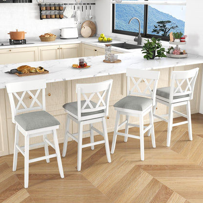 Swivel Bar Stool with Padded Seat and Ergonomic Backrest for Kitchen or Dining Space White 31 Inch
