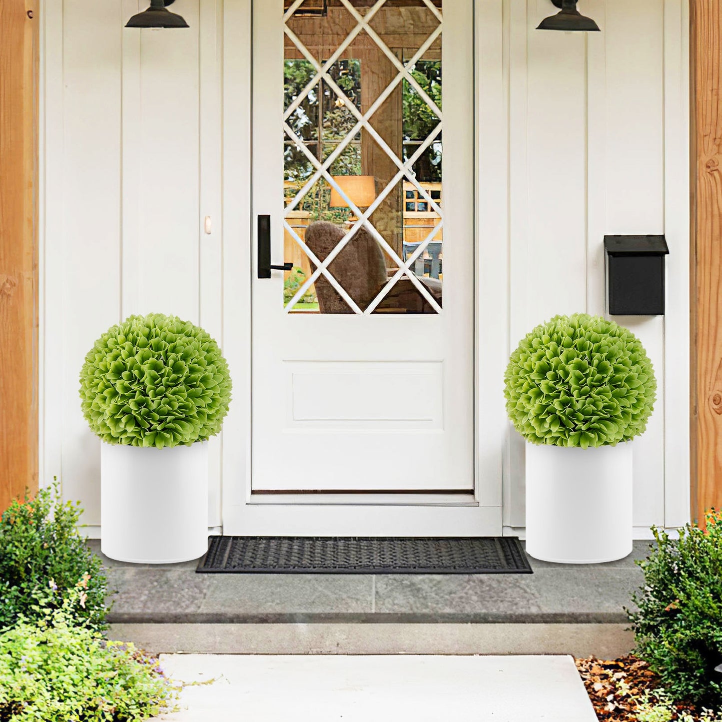 2 PCS Artificial Boxwood Topiary Balls – Lifelike Faux Plant Decorative Balls for Indoor & Outdoor Decor