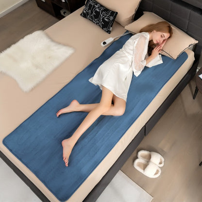 5 Level Electric Heated Mattress Pad with Overheat Protection & Fast Heating – Blue