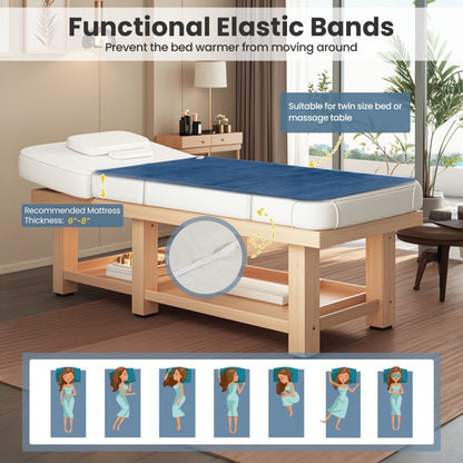 5 Level Electric Heated Mattress Pad with Overheat Protection & Fast Heating – Blue