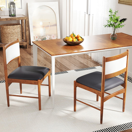Elegant Wooden Dining Chairs Set of 2 with Rubber Wood Frame and Plush Faux Sherpa Backrest