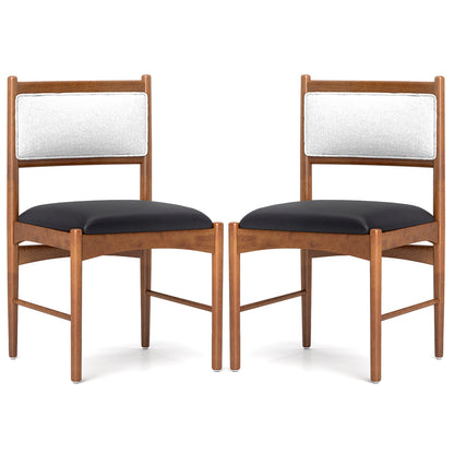 Elegant Wooden Dining Chairs Set of 2 with Rubber Wood Frame and Plush Faux Sherpa Backrest