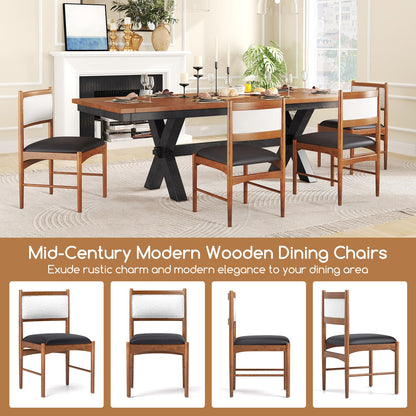 Elegant Wooden Dining Chairs Set of 2 with Rubber Wood Frame and Plush Faux Sherpa Backrest