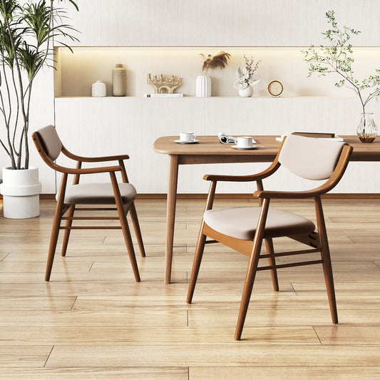 Modern Wood Dining Chairs with Velvet Upholstery and Curved Back Grey Set of 2