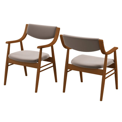 Modern Wood Dining Chairs with Velvet Upholstery and Curved Back Grey Set of 2