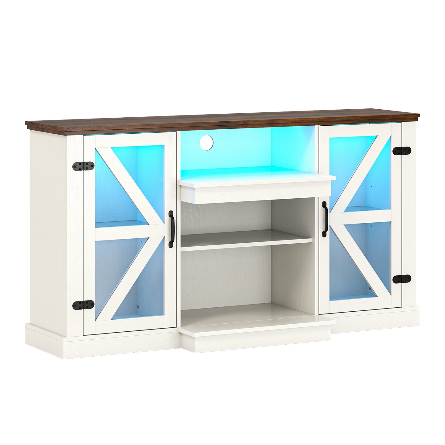 LED Media Console with Adjustable Shelves for TVs up to 65 Inches