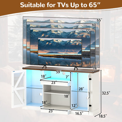 LED Media Console with Adjustable Shelves for TVs up to 65 Inches