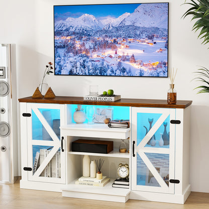 LED Media Console with Adjustable Shelves for TVs up to 65 Inches