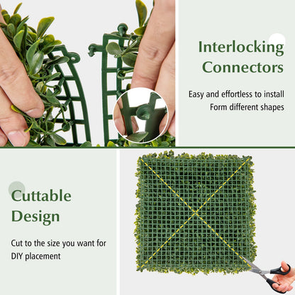 12 Pack 20x20 Faux Boxwood Panels for Privacy Screens and Green Wall Backdrops