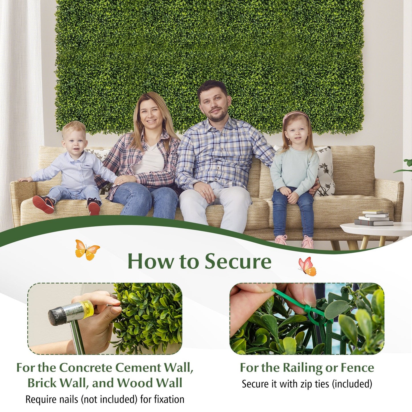12 Pack 20x20 Faux Boxwood Panels for Privacy Screens and Green Wall Backdrops