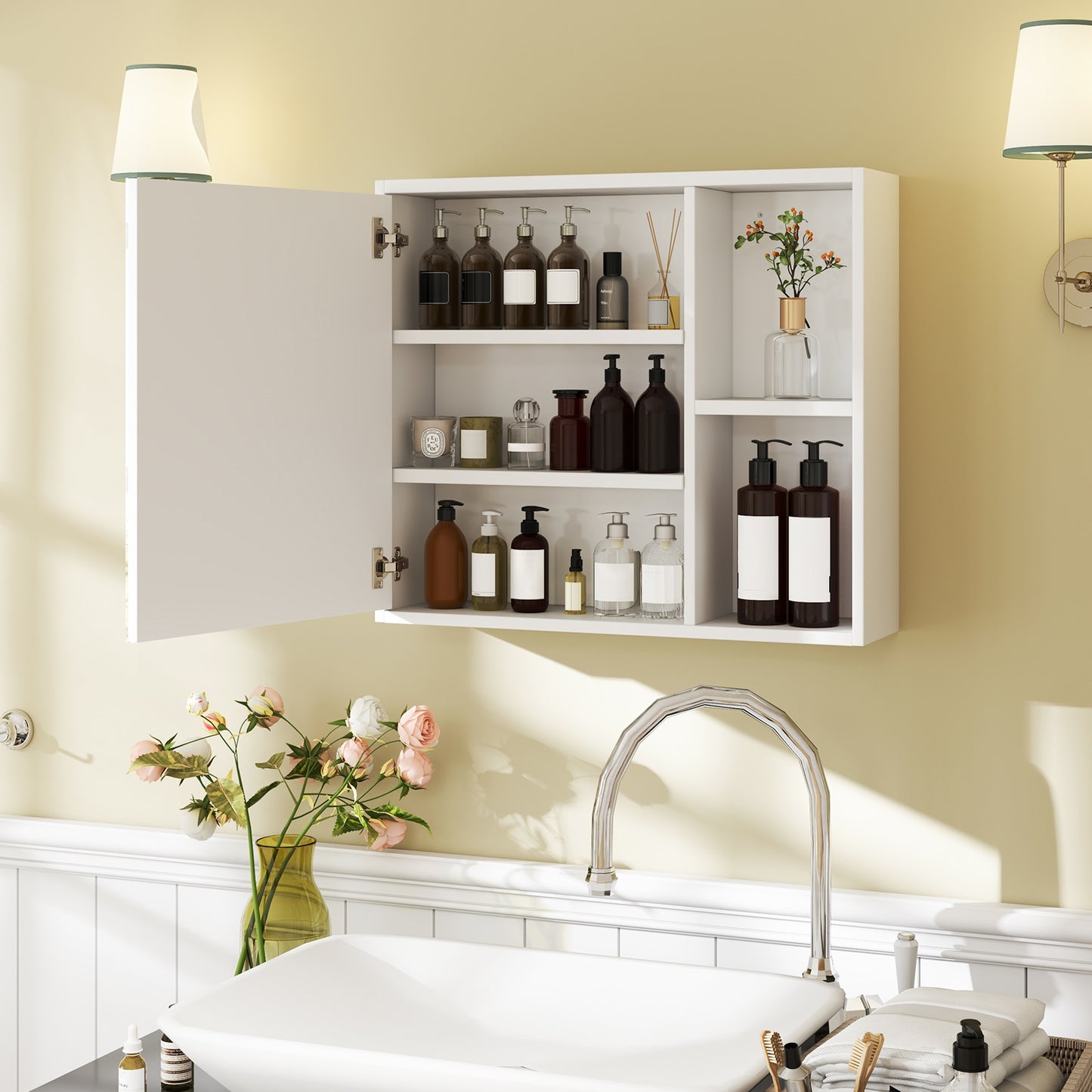 Bathroom Medicine Cabinet with Single Mirror Door - Wall Mount