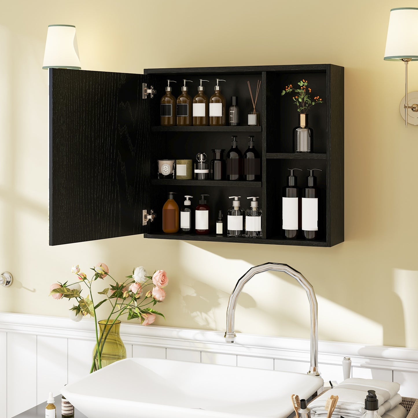 Bathroom Medicine Cabinet with Single Mirror Door - Wall Mount