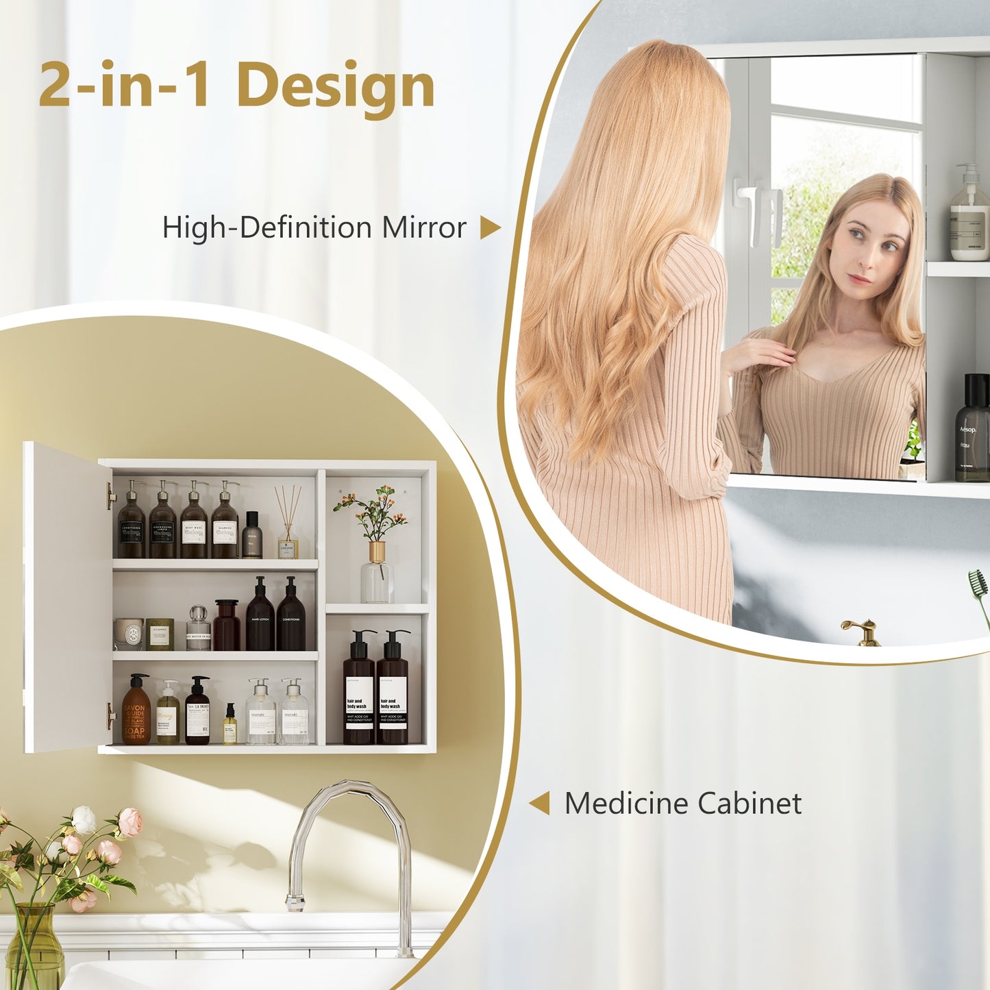 Bathroom Medicine Cabinet with Single Mirror Door - Wall Mount