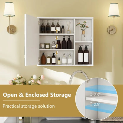 Bathroom Medicine Cabinet with Single Mirror Door - Wall Mount