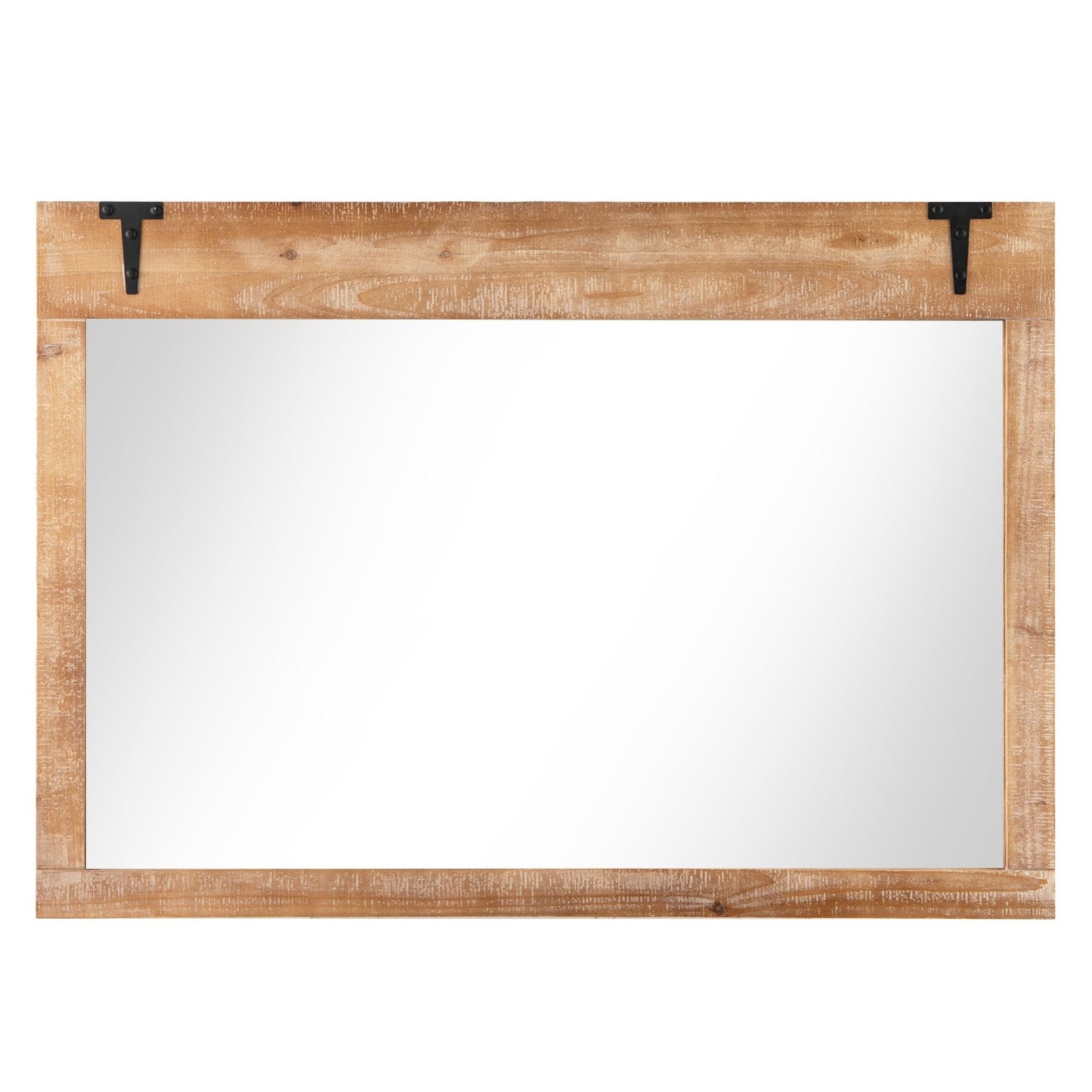39 x 27.5 Inch Farmhouse Barn Door Wall Mirror with Solid Wood Frame – Rustic Decorative Mirror