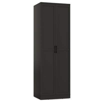 70 Inch Tall Freestanding Storage Cabinet with 2 Doors, 5 Shelves, and Adjustable Storage - Black
