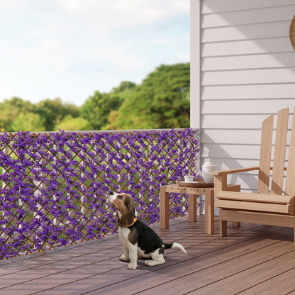 Faux Purple Eucalyptus Privacy Panel with Willow Frame for Balcony & Patio