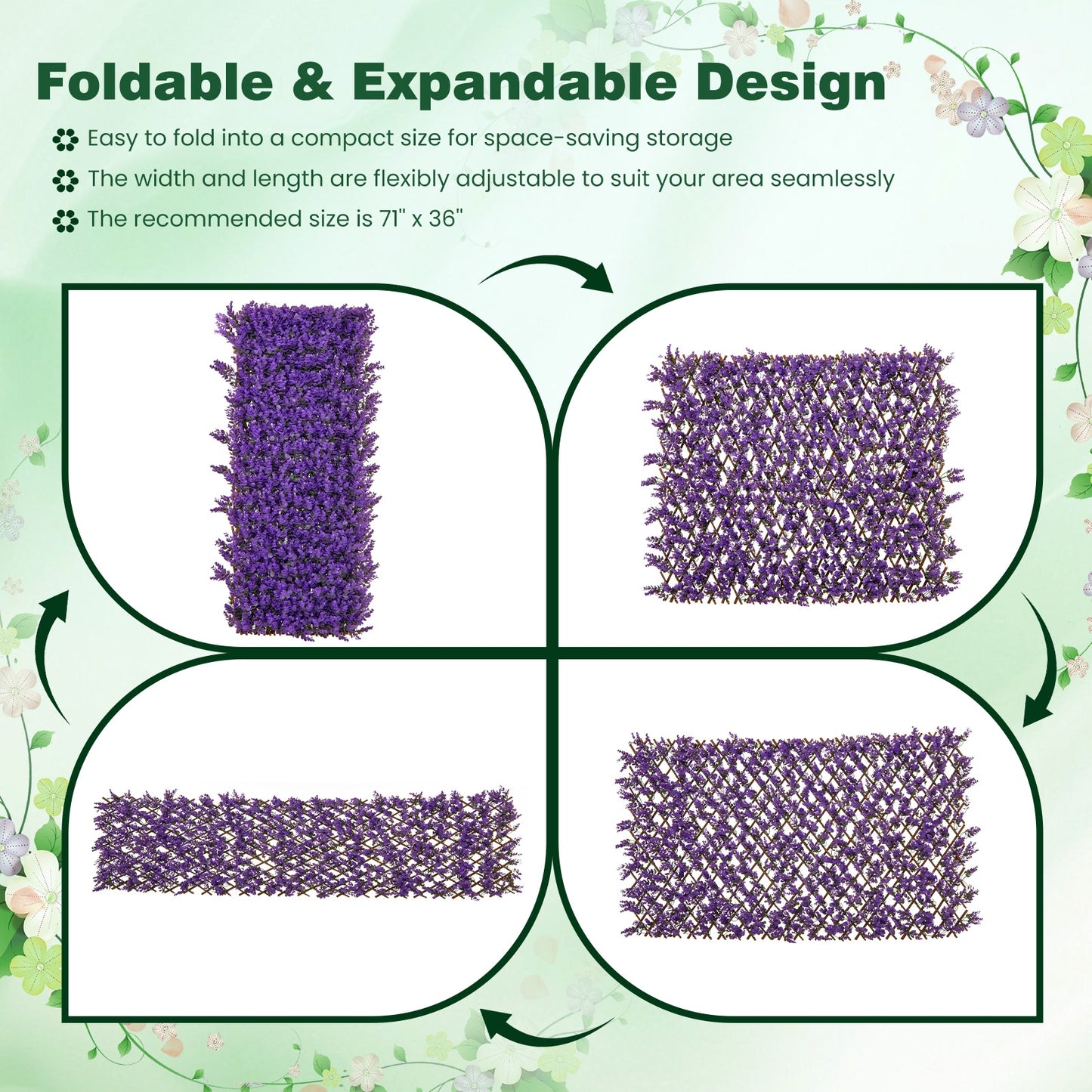 Faux Purple Eucalyptus Privacy Panel with Willow Frame for Balcony & Patio