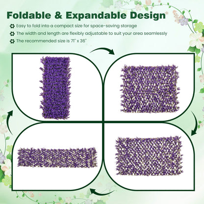 Faux Purple Eucalyptus Privacy Panel with Willow Frame for Balcony & Patio