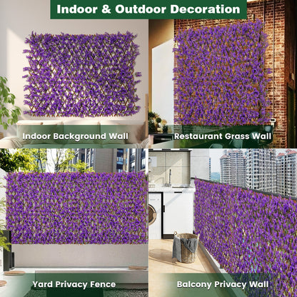 Faux Purple Eucalyptus Privacy Panel with Willow Frame for Balcony & Patio