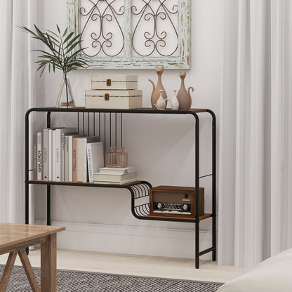 Urban Chic Console Table with Dual Storage Shelves and Sleek Metal Frame for Stylish Living Spaces