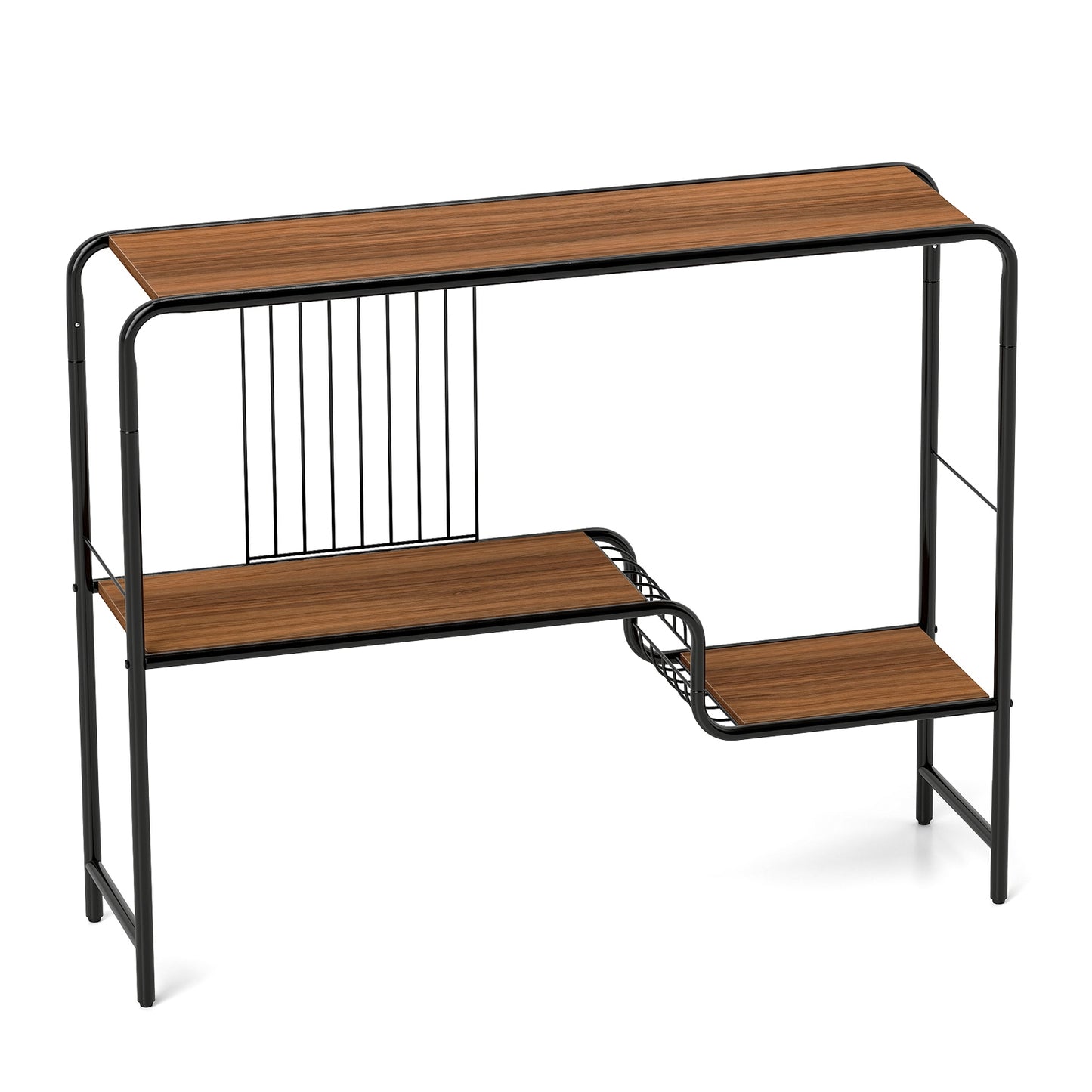 Urban Chic Console Table with Dual Storage Shelves and Sleek Metal Frame for Stylish Living Spaces