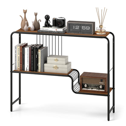 Urban Chic Console Table with Dual Storage Shelves and Sleek Metal Frame for Stylish Living Spaces