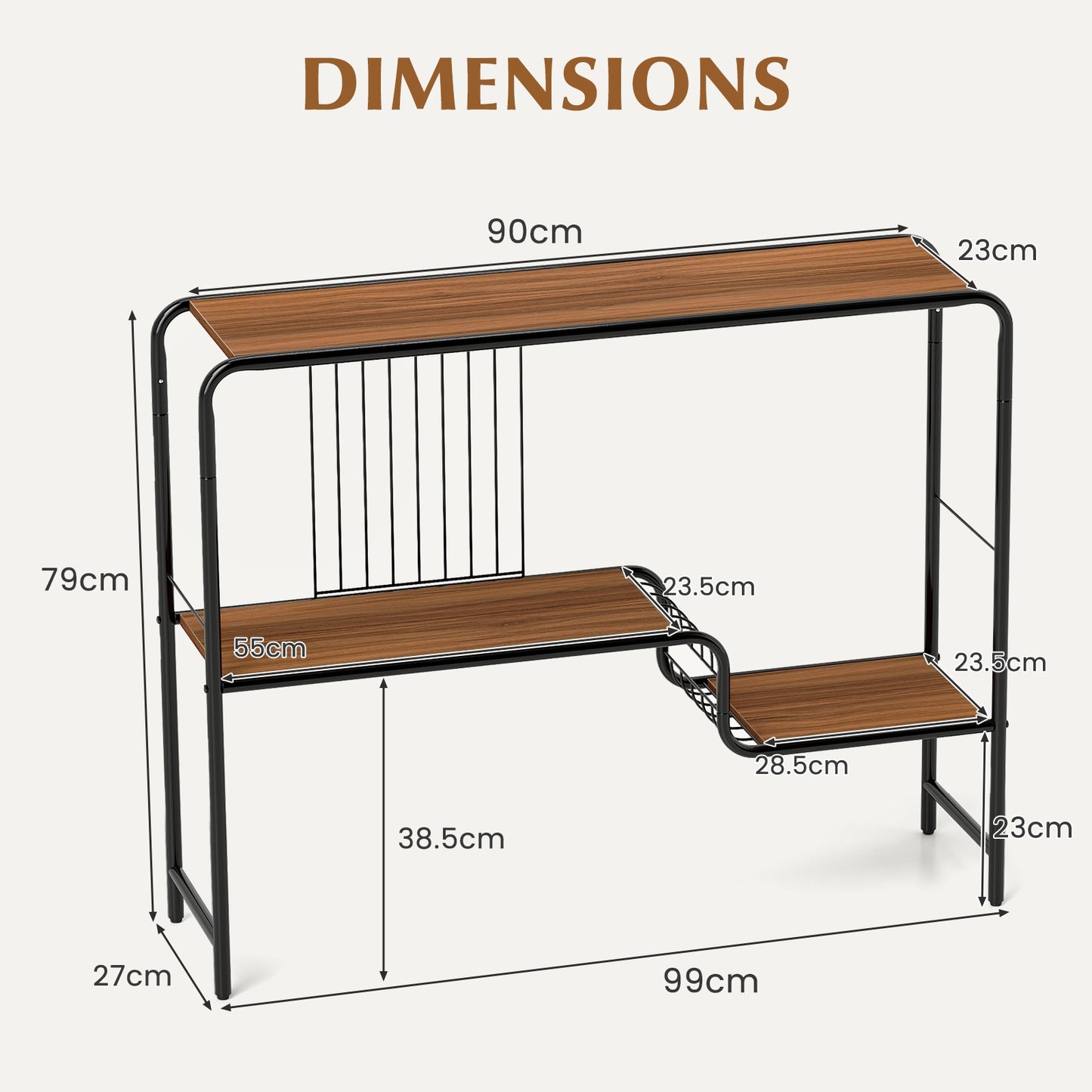 Urban Chic Console Table with Dual Storage Shelves and Sleek Metal Frame for Stylish Living Spaces