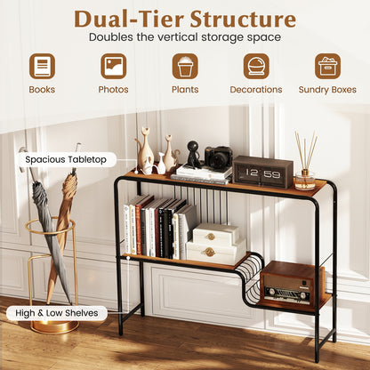 Urban Chic Console Table with Dual Storage Shelves and Sleek Metal Frame for Stylish Living Spaces