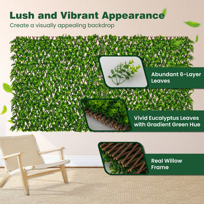 Adjustable Privacy Fence Screen with UV-Resistant Artificial Greenery for Balcony & Patio