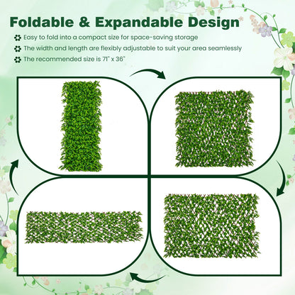Adjustable Privacy Fence Screen with UV-Resistant Artificial Greenery for Balcony & Patio
