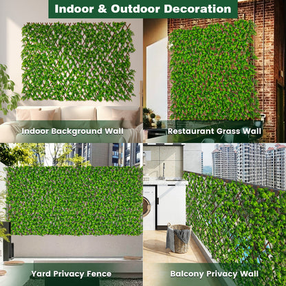 Adjustable Privacy Fence Screen with UV-Resistant Artificial Greenery for Balcony & Patio