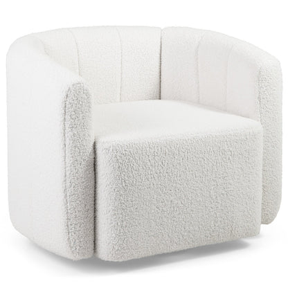 Contemporary Sherpa Upholstered Accent Chair with Ergonomic Curved Back and Armrests