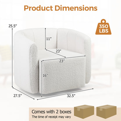 Contemporary Sherpa Upholstered Accent Chair with Ergonomic Curved Back and Armrests