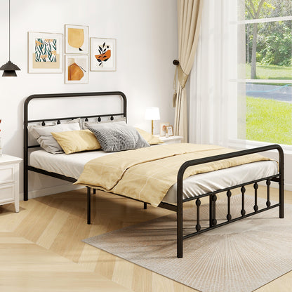 Victorian Style Metal Bed Frame with Headboard and 12.5" Underbed Storage – Full Size