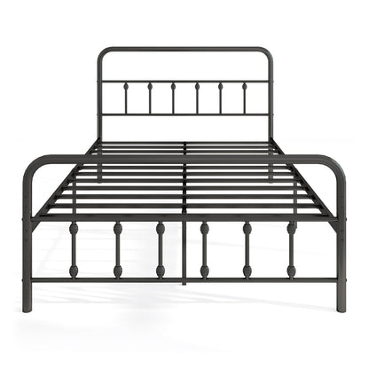 Victorian Style Metal Bed Frame with Headboard and 12.5" Underbed Storage – Full Size