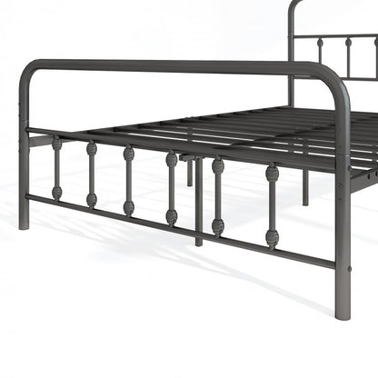 Victorian Style Metal Bed Frame with Headboard and 12.5" Underbed Storage – Full Size