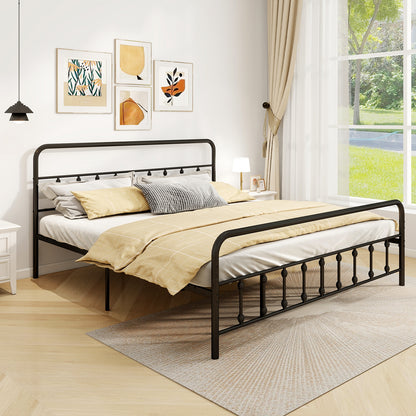 Victorian Style Metal Bed Frame with Headboard and 12.5" Underbed Storage – King Size