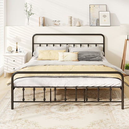 Victorian Style Metal Bed Frame with Headboard and 12.5" Underbed Storage – King Size