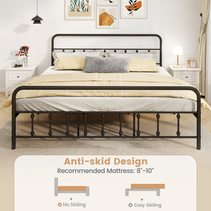 Victorian Style Metal Bed Frame with Headboard and 12.5" Underbed Storage – King Size