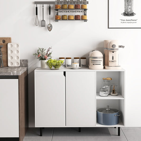 42 Inch Kitchen Sideboard Buffet Cabinet with Adjustable Storage Shelves and Spacious Countertop