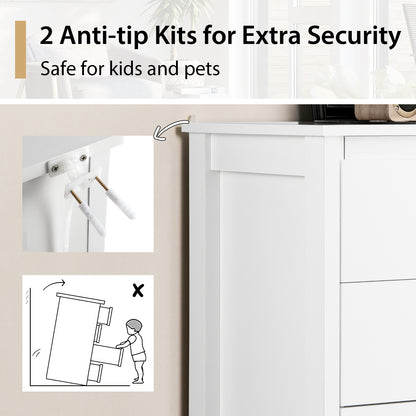 Modern 5 Drawer Dresser with Metal Handles, Storage Chest for Bedroom or Entryway – White Oak