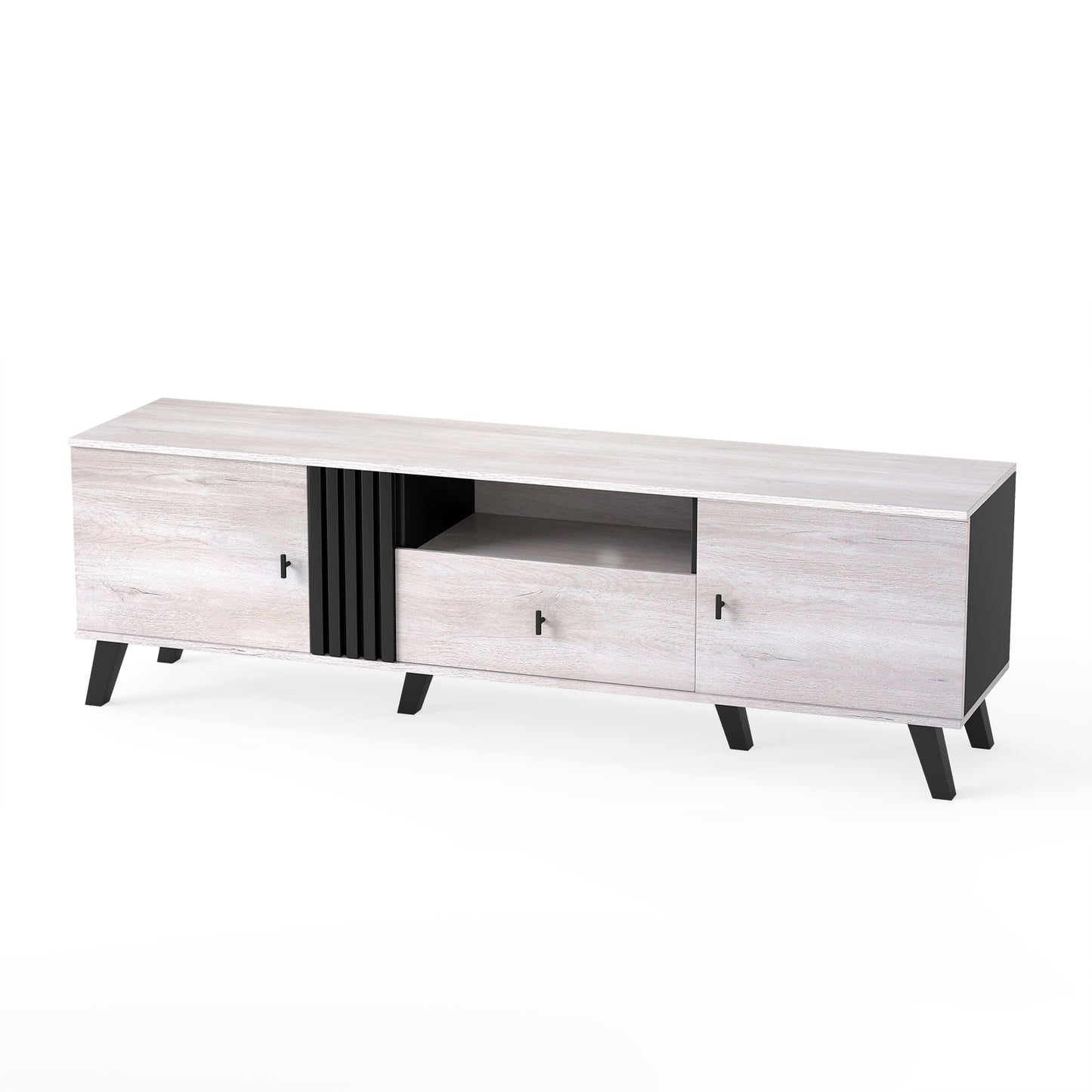 Mid Century Modern Entertainment Console with Storage for TVs up to 80 Inches