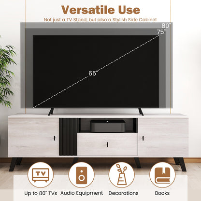 Mid Century Modern Entertainment Console with Storage for TVs up to 80 Inches
