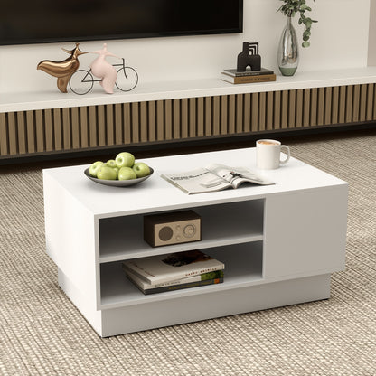 Contemporary Coffee Table with Dual Open Shelves and Recessed Base